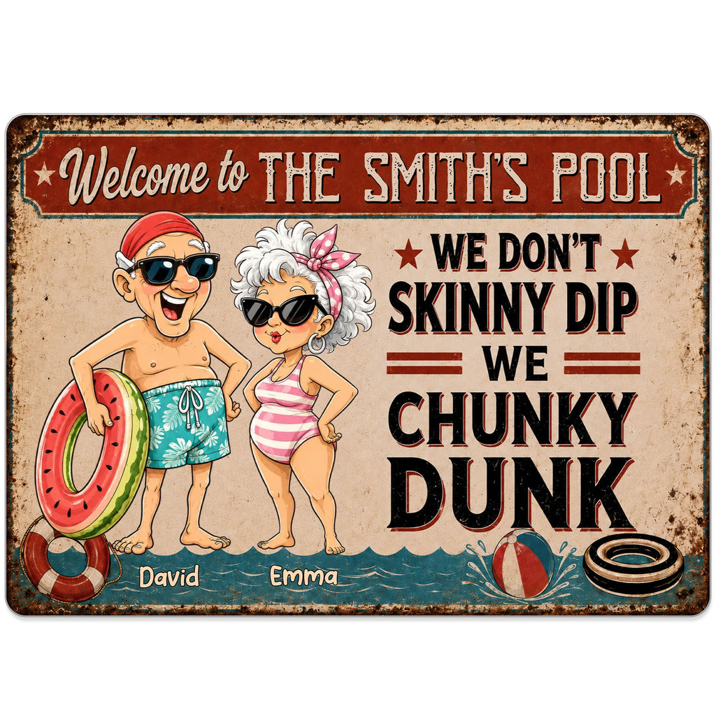 Personalized Funny Metal Sign Welcome to Our Pool Gift for Couples Metal Sign GradoCreations