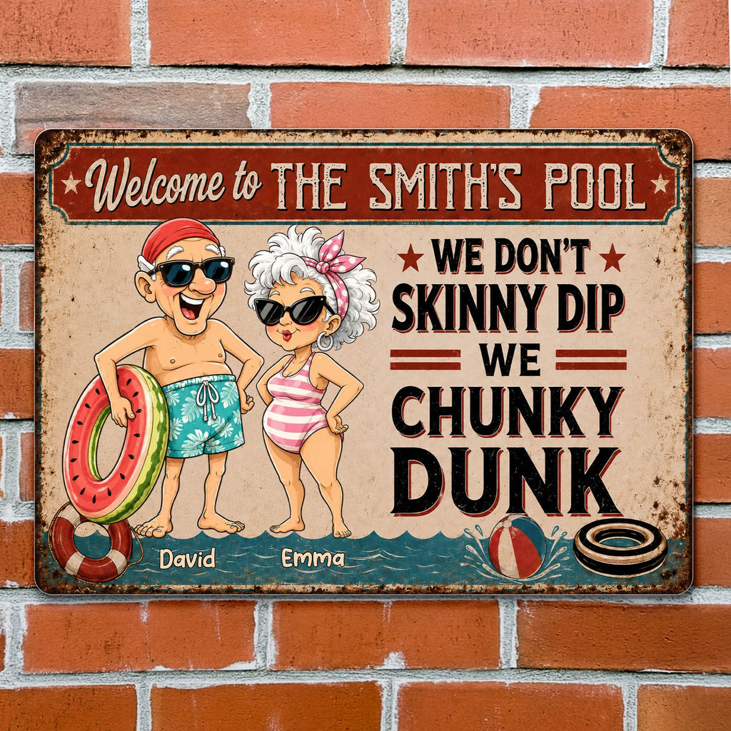 Personalized Funny Metal Sign Welcome to Our Pool Gift for Couples Metal Sign GradoCreations