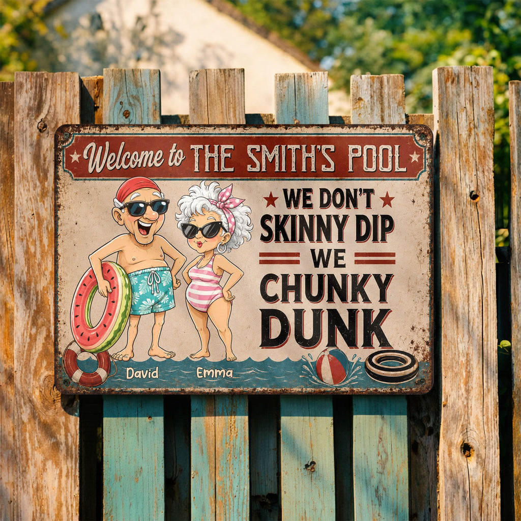Personalized Funny Metal Sign Welcome to Our Pool Gift for Couples Metal Sign GradoCreations