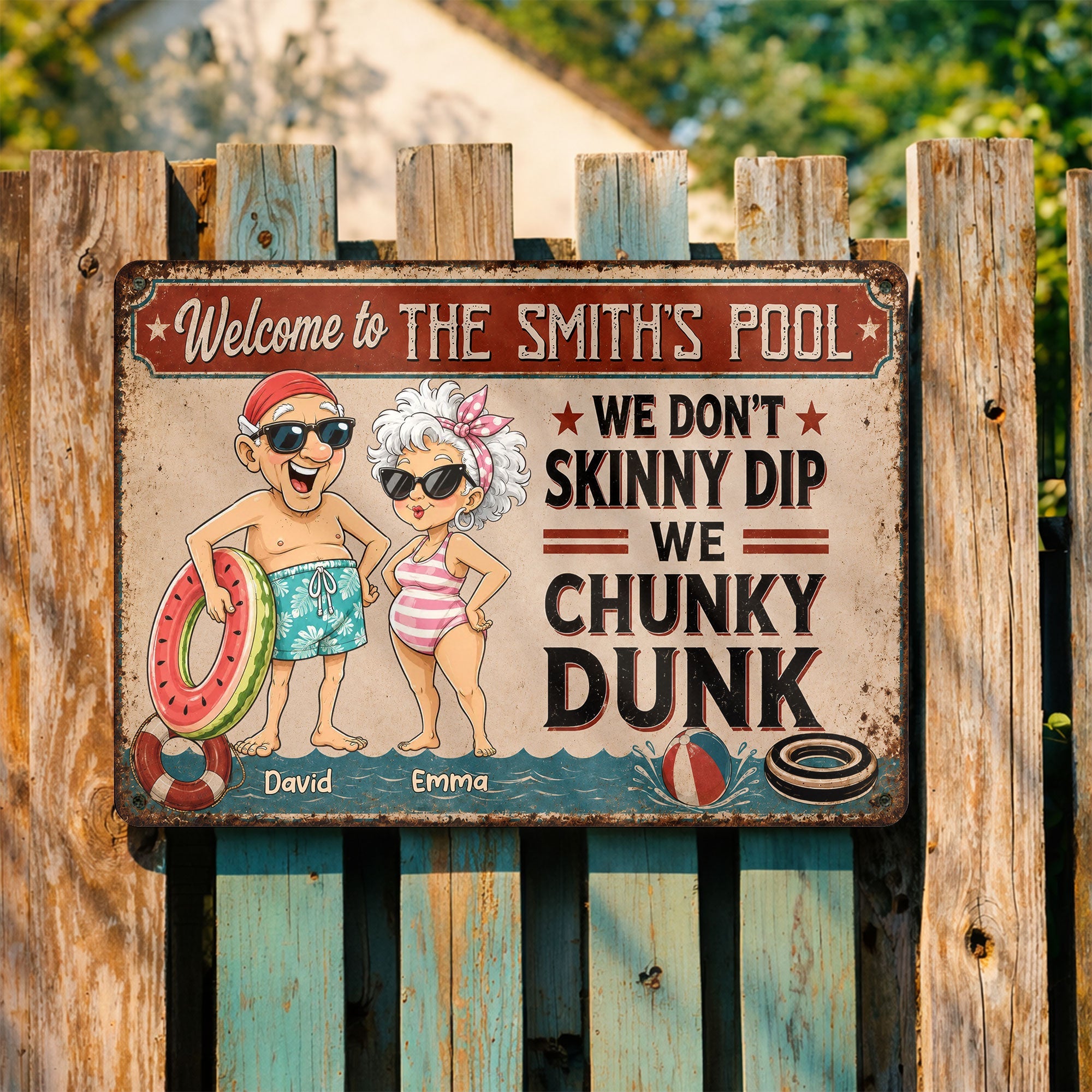 Personalized Funny Metal Sign Welcome to Our Pool Gift for Couples Metal Sign GradoCreations