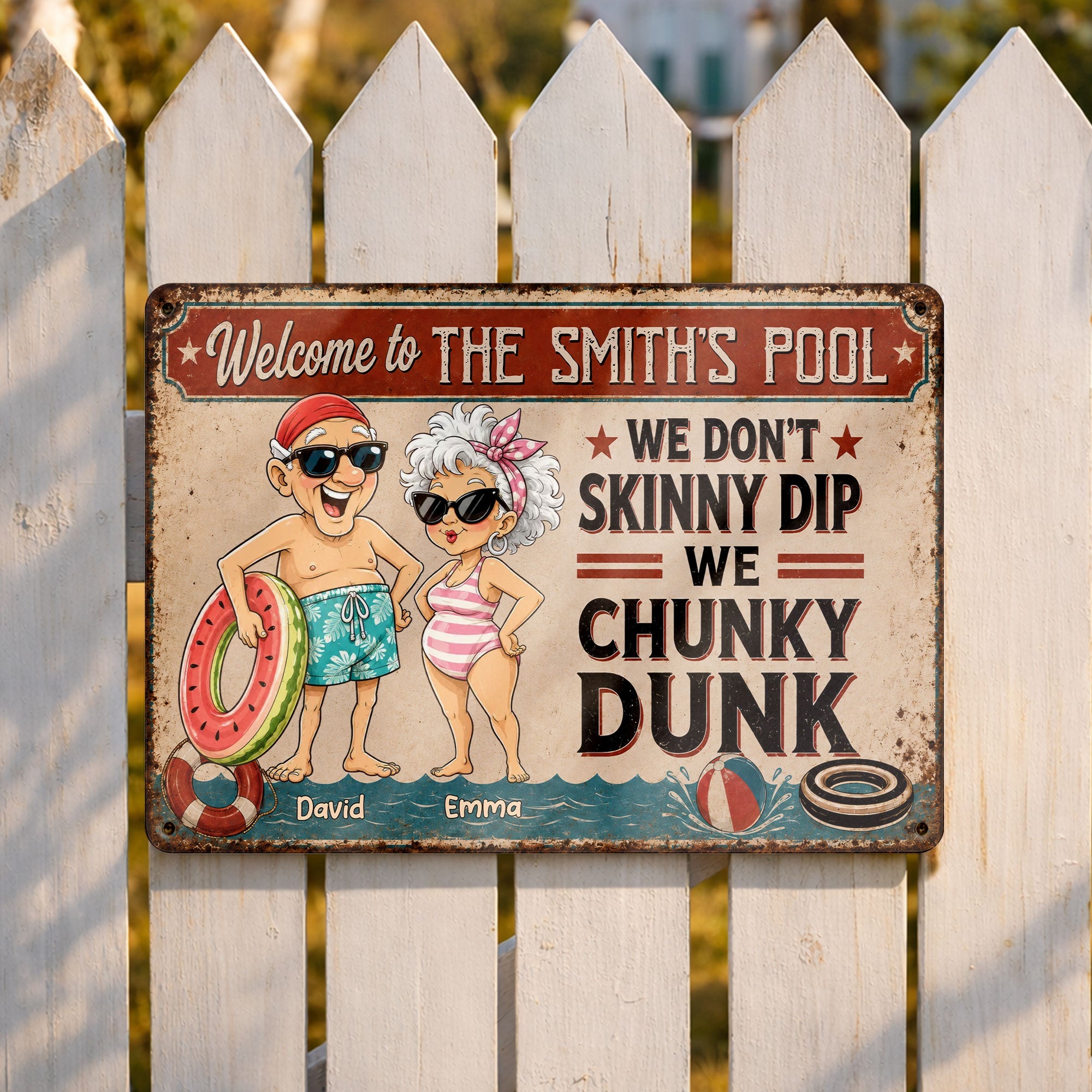 Personalized Funny Metal Sign Welcome to Our Pool Gift for Couples Metal Sign GradoCreations