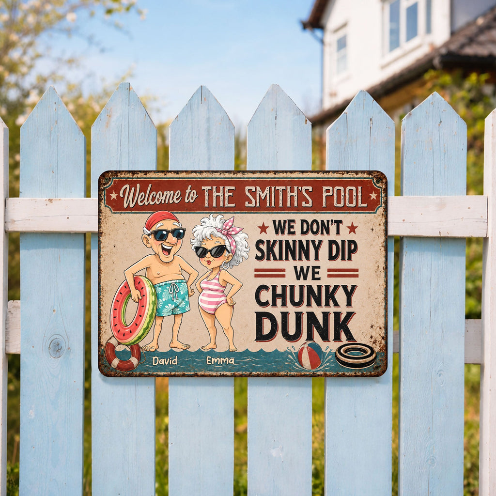 Personalized Funny Metal Sign Welcome to Our Pool Gift for Couples Metal Sign GradoCreations