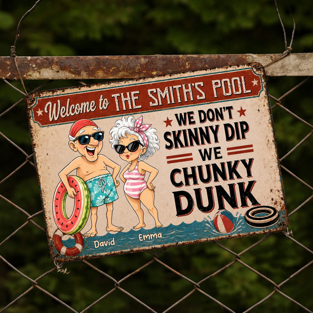 Personalized Funny Metal Sign Welcome to Our Pool Gift for Couples Metal Sign GradoCreations