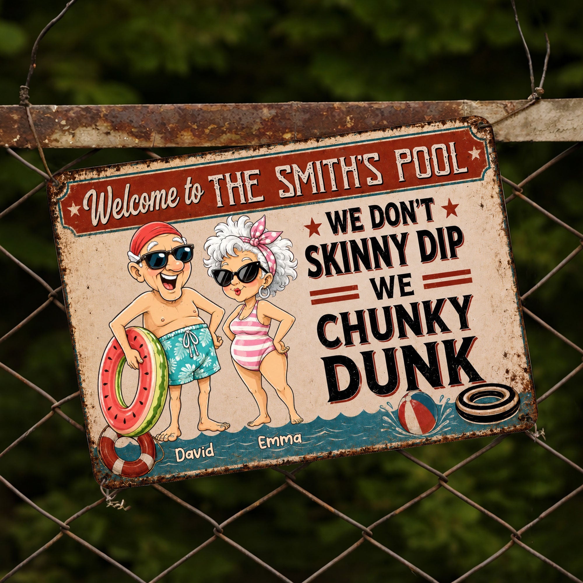 Personalized Funny Metal Sign Welcome to Our Pool Gift for Couples Metal Sign GradoCreations