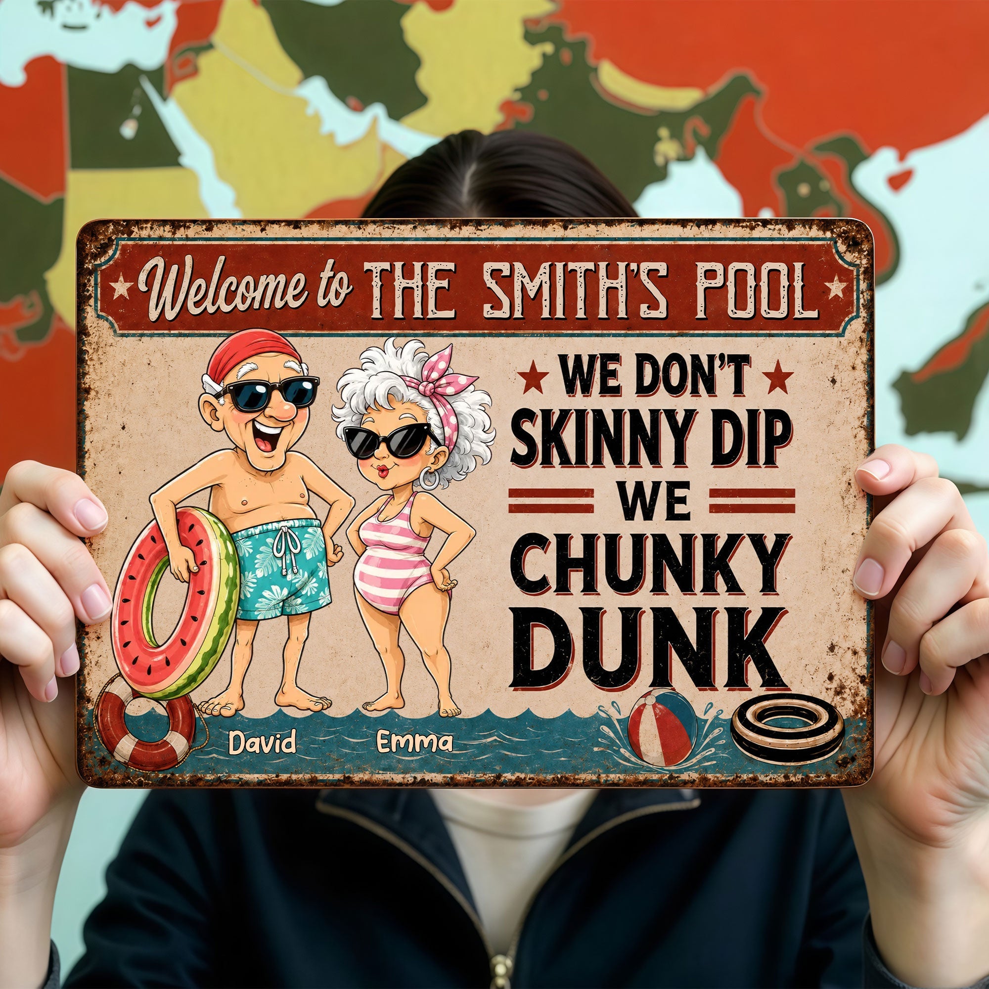 Personalized Funny Metal Sign Welcome to Our Pool Gift for Couples Metal Sign GradoCreations