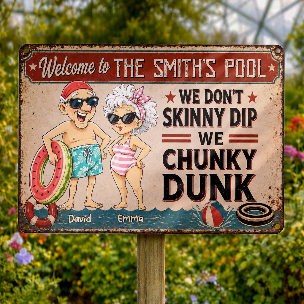 Personalized Funny Metal Sign Welcome to Our Pool Gift for Couples Metal Sign GradoCreations