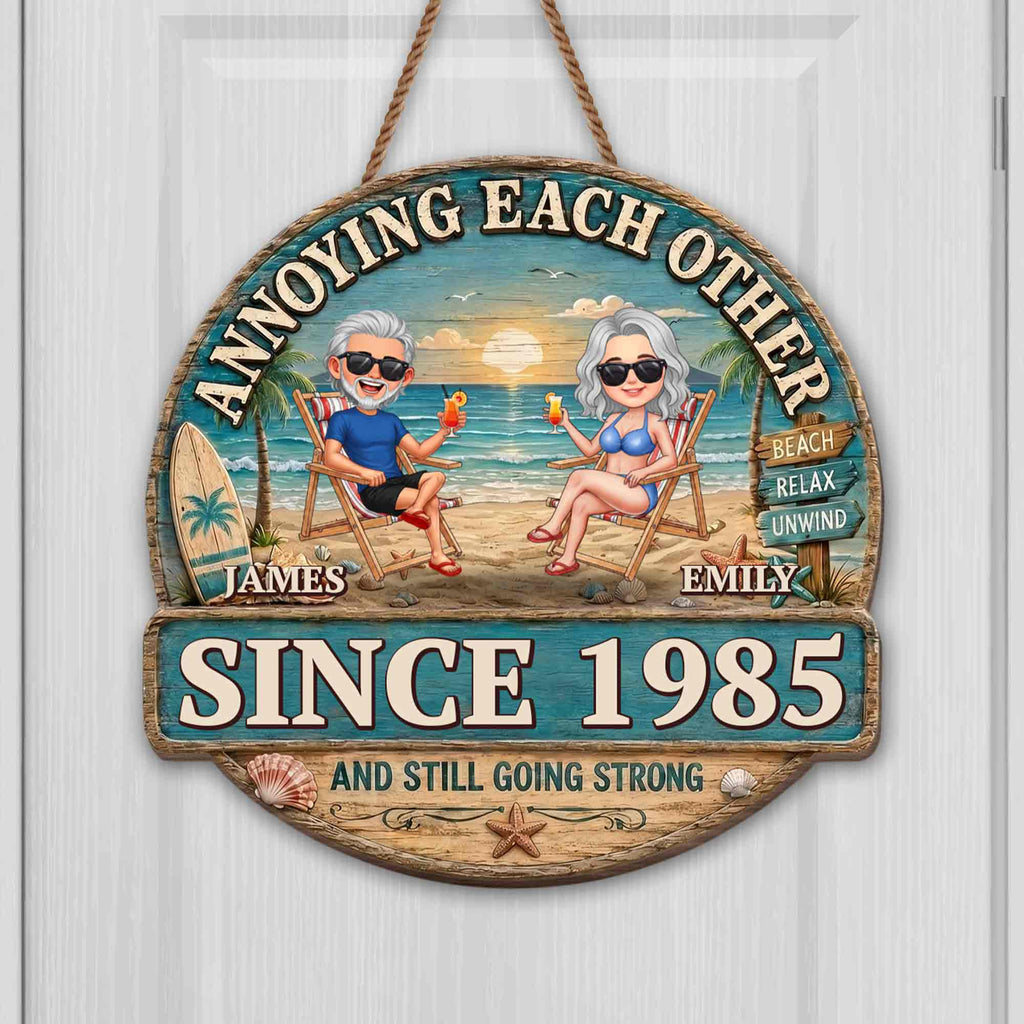 Personalized Beach Couple Art Custom Shaped Wood Sign Gift Wood Sign GradoCreations