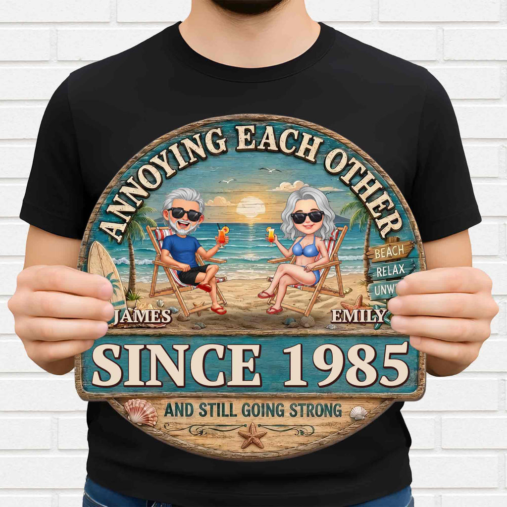 Personalized Beach Couple Art Custom Shaped Wood Sign Gift Wood Sign GradoCreations
