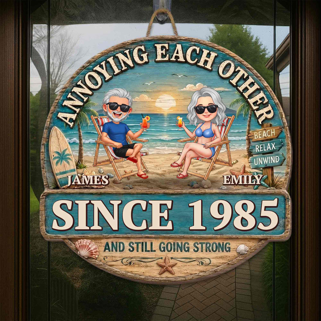 Personalized Beach Couple Art Custom Shaped Wood Sign Gift Wood Sign GradoCreations