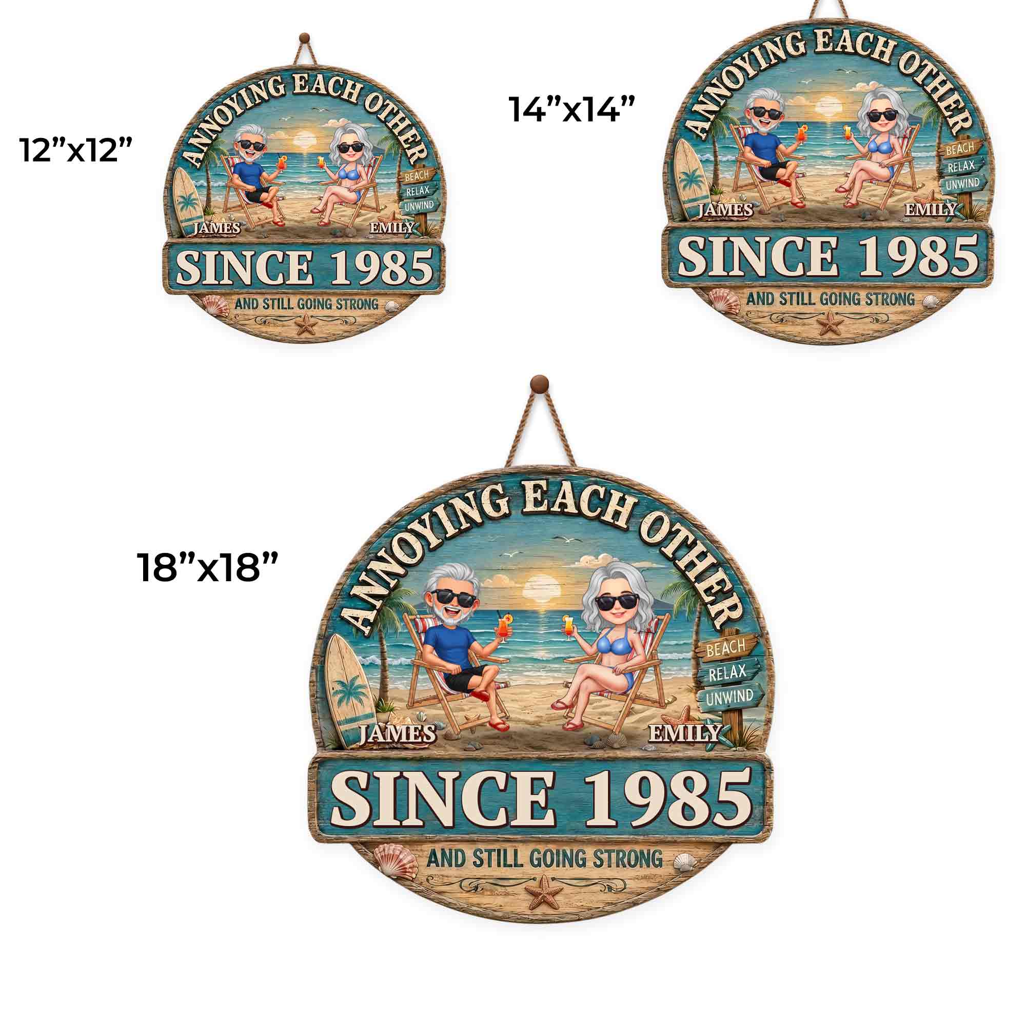 Personalized Beach Couple Art Custom Shaped Wood Sign Gift Wood Sign GradoCreations