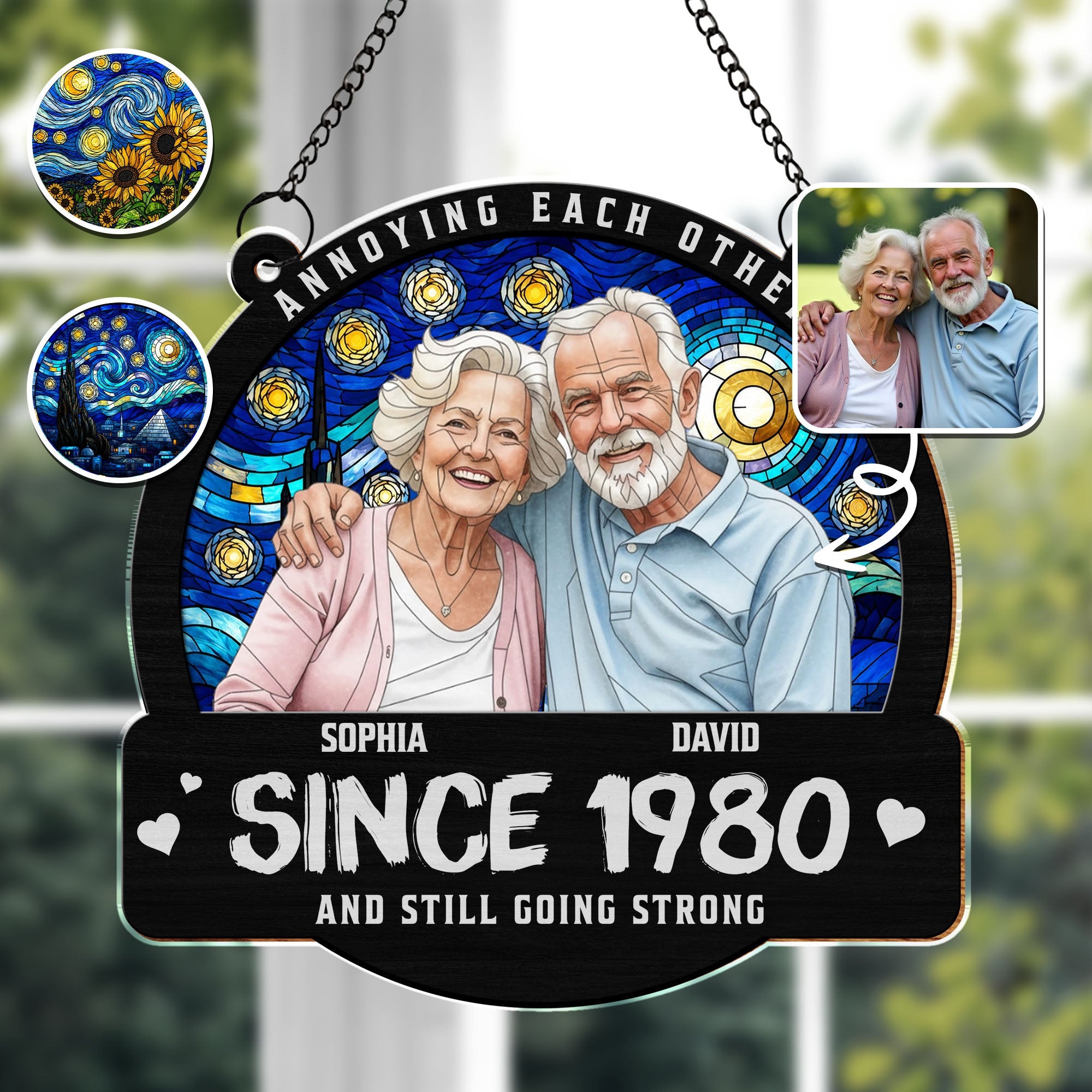 Personalized Couple Suncatcher Custom Name Gift for Anniversary