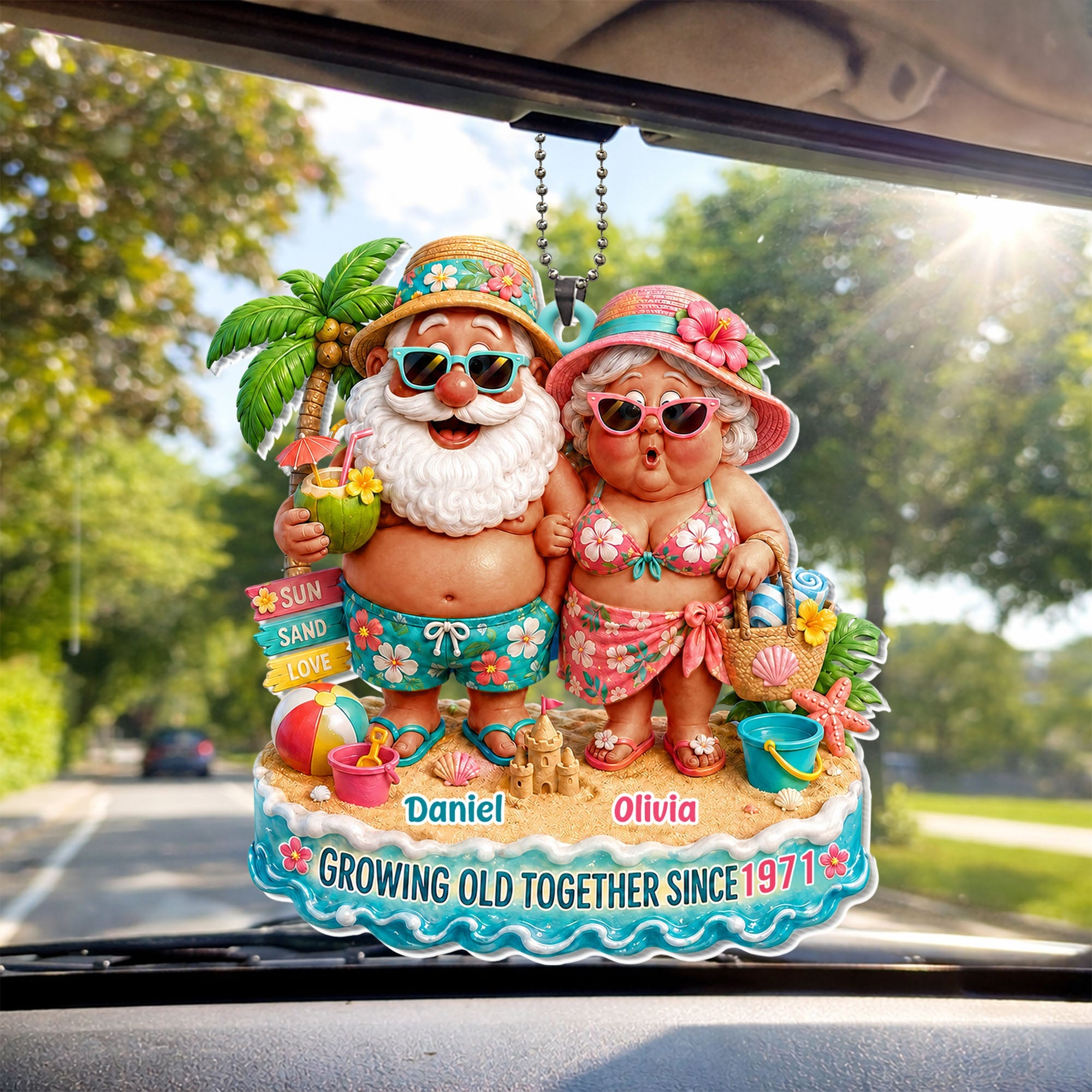 Personalized Acrylic Ornament for Couples Custom Name Gift Car Acrylic Ornament GradoCreations