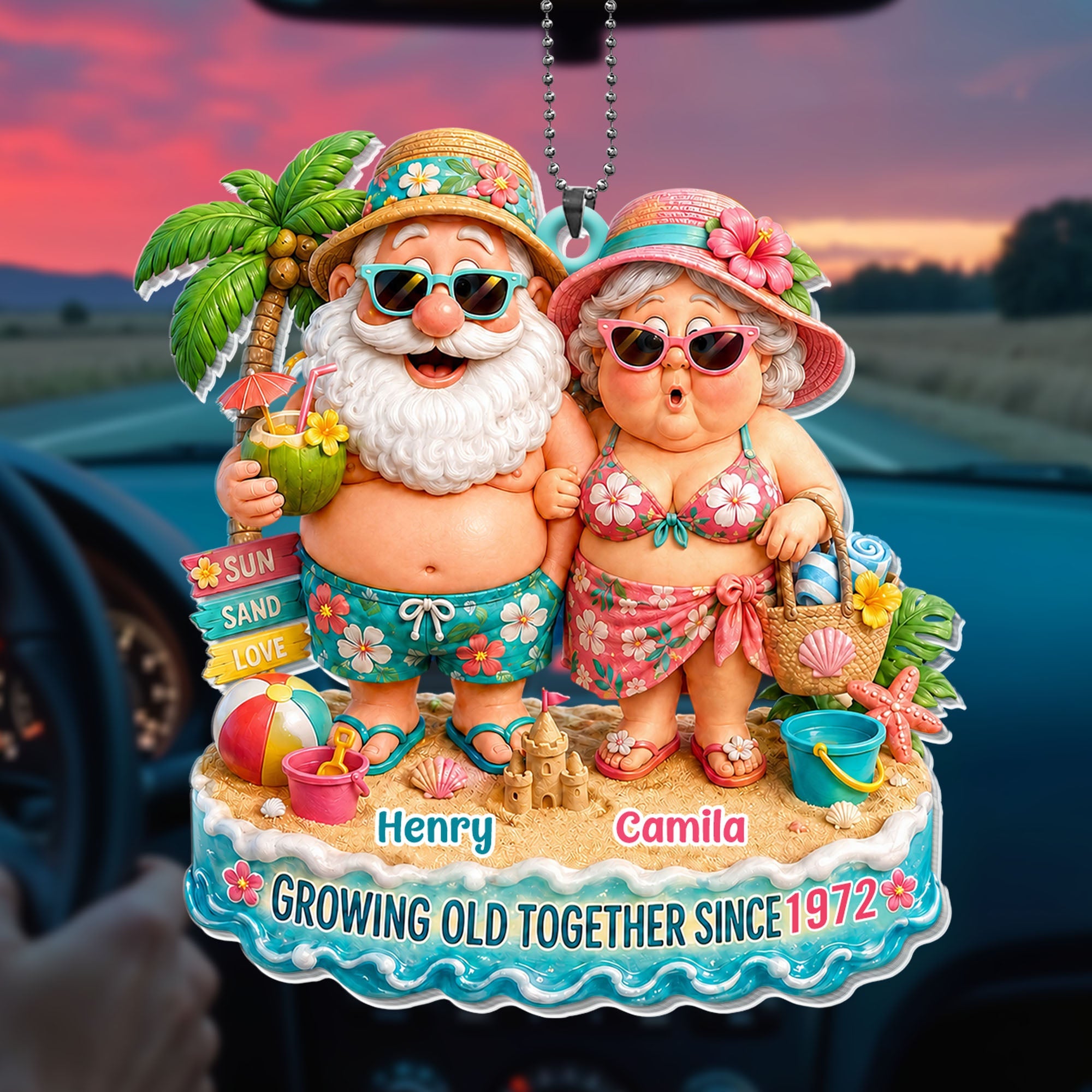 Personalized Acrylic Ornament for Couples Custom Name Gift Car Acrylic Ornament GradoCreations