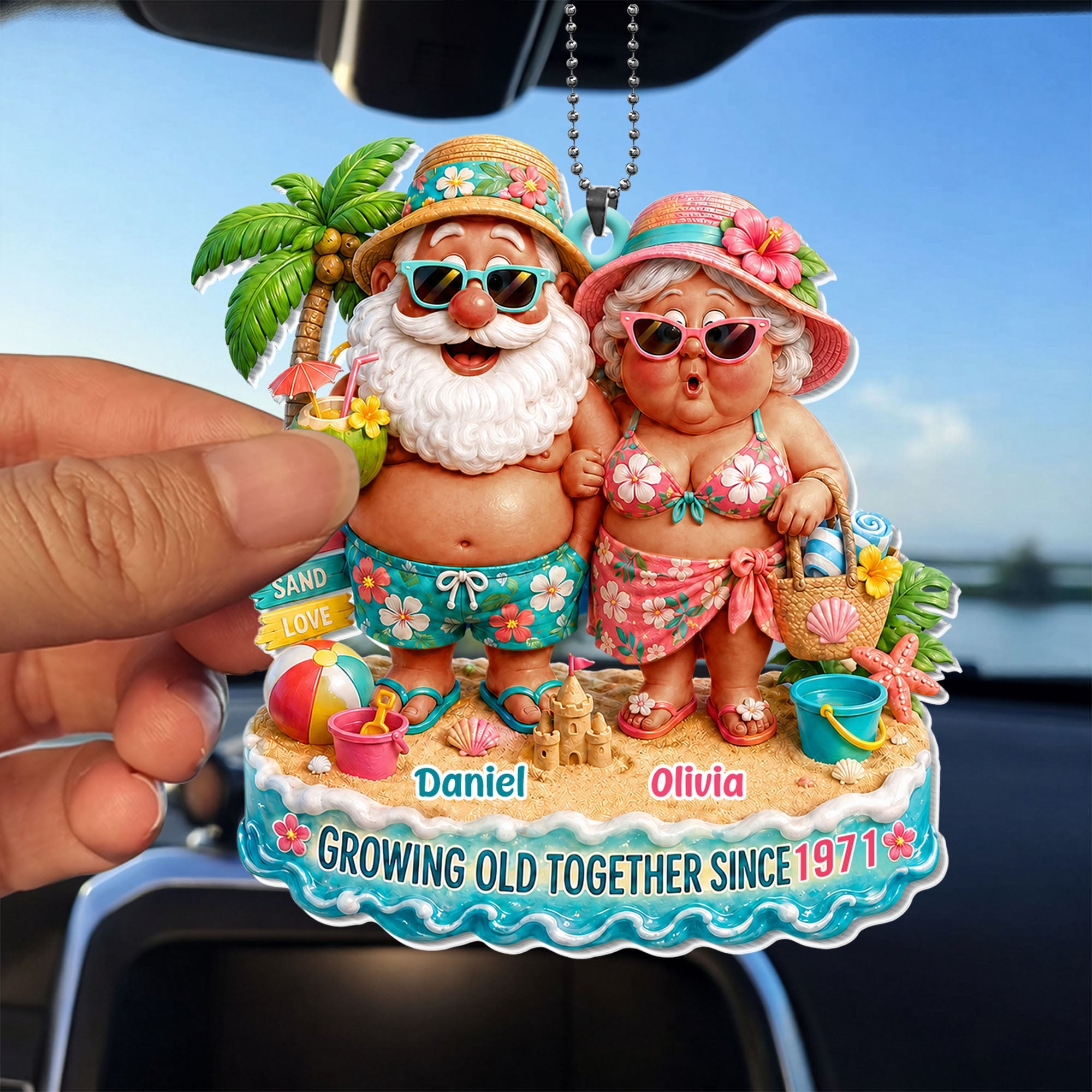 Personalized Acrylic Ornament for Couples Custom Name Gift Car Acrylic Ornament GradoCreations