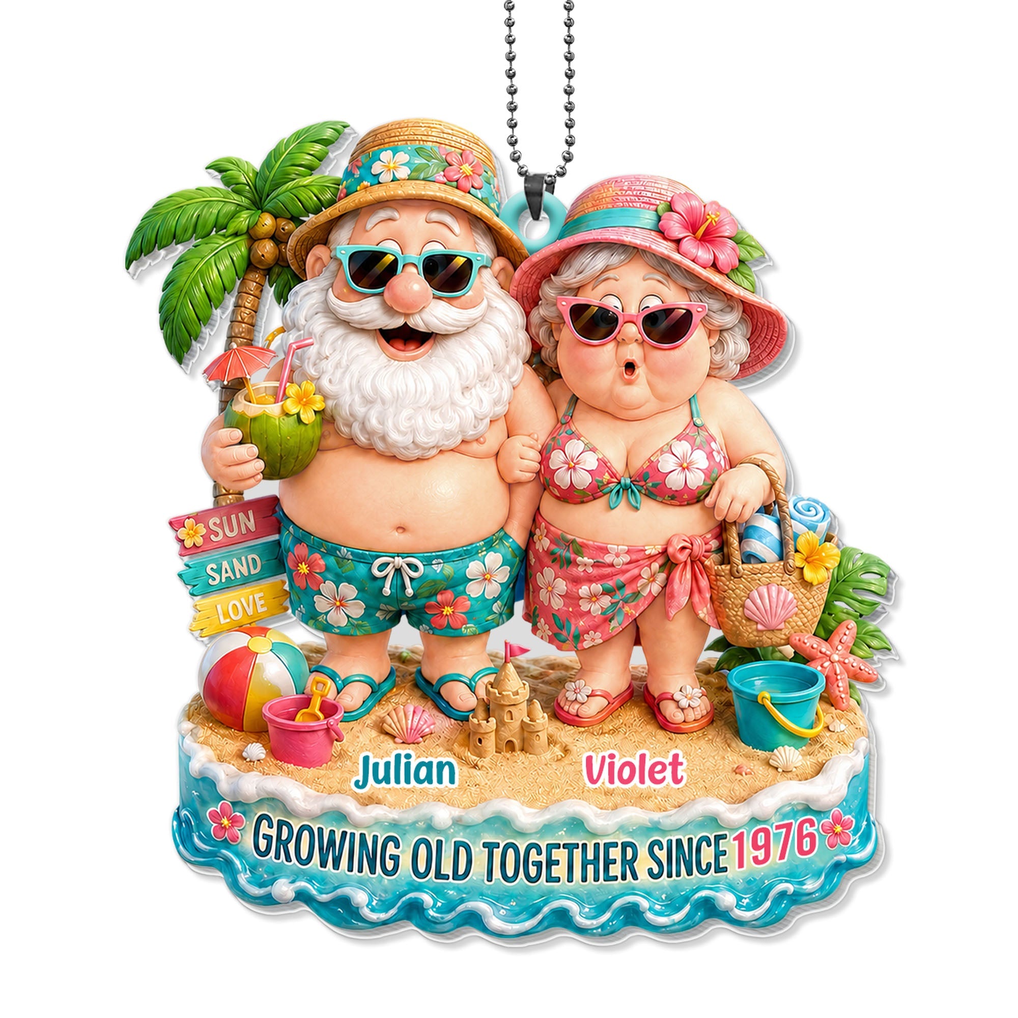 Personalized Acrylic Ornament for Couples Custom Name Gift Car Acrylic Ornament GradoCreations