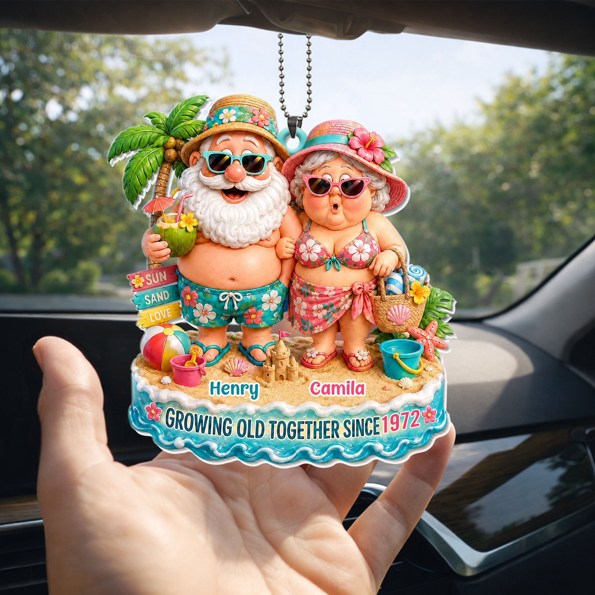 Personalized Acrylic Ornament for Couples Custom Name Gift Car Acrylic Ornament GradoCreations