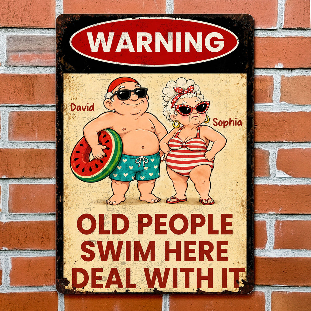 Personalized Funny Metal Sign Warning for Senior Couple Gift Metal Sign GradoCreations