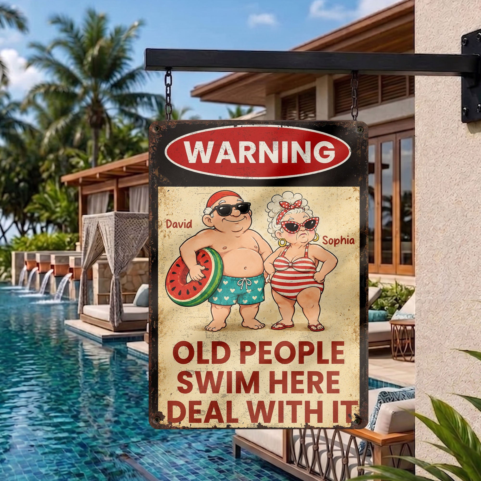 Personalized Funny Metal Sign Warning for Senior Couple Gift Metal Sign GradoCreations