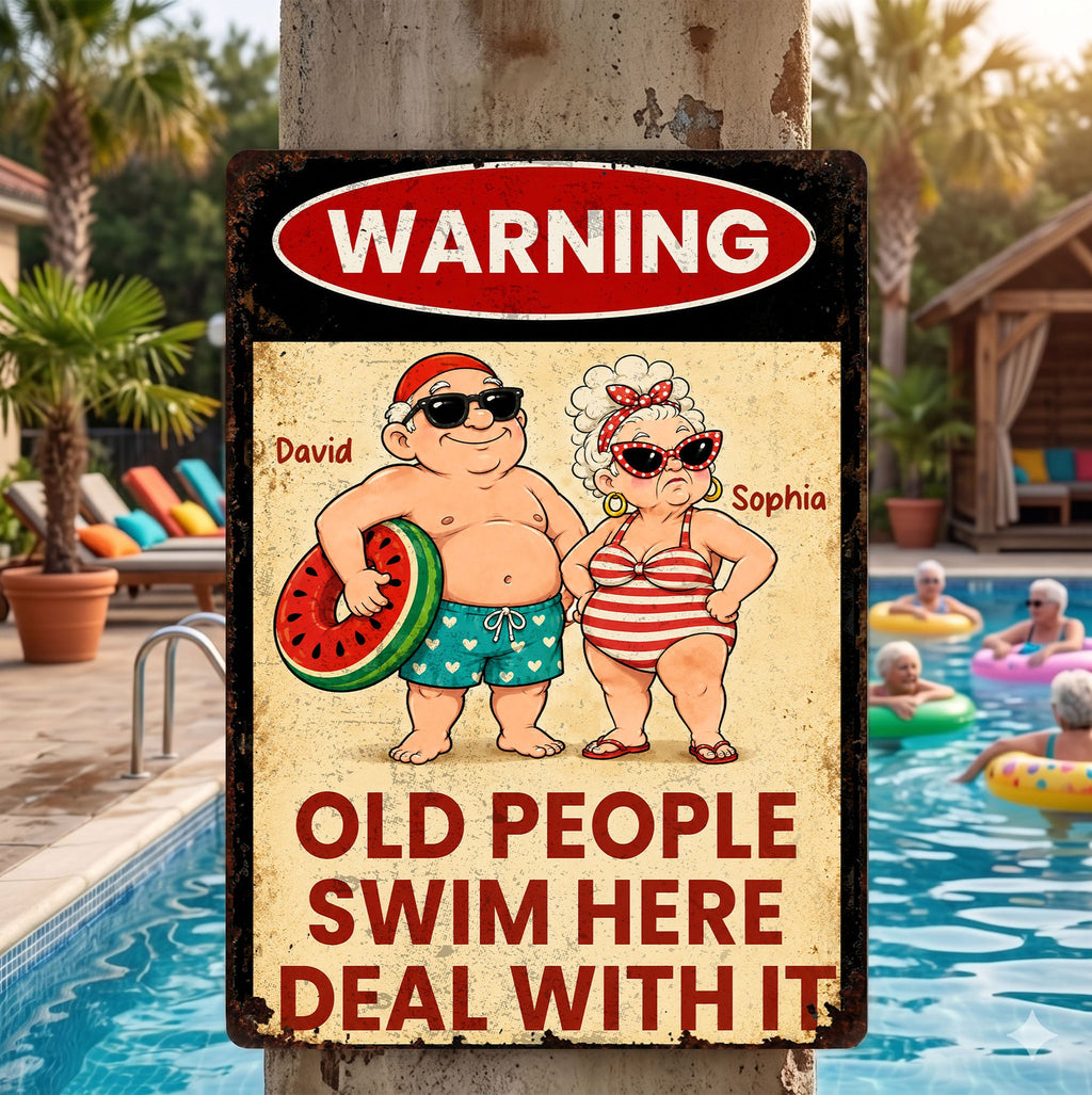 Personalized Funny Metal Sign Warning for Senior Couple Gift Metal Sign GradoCreations