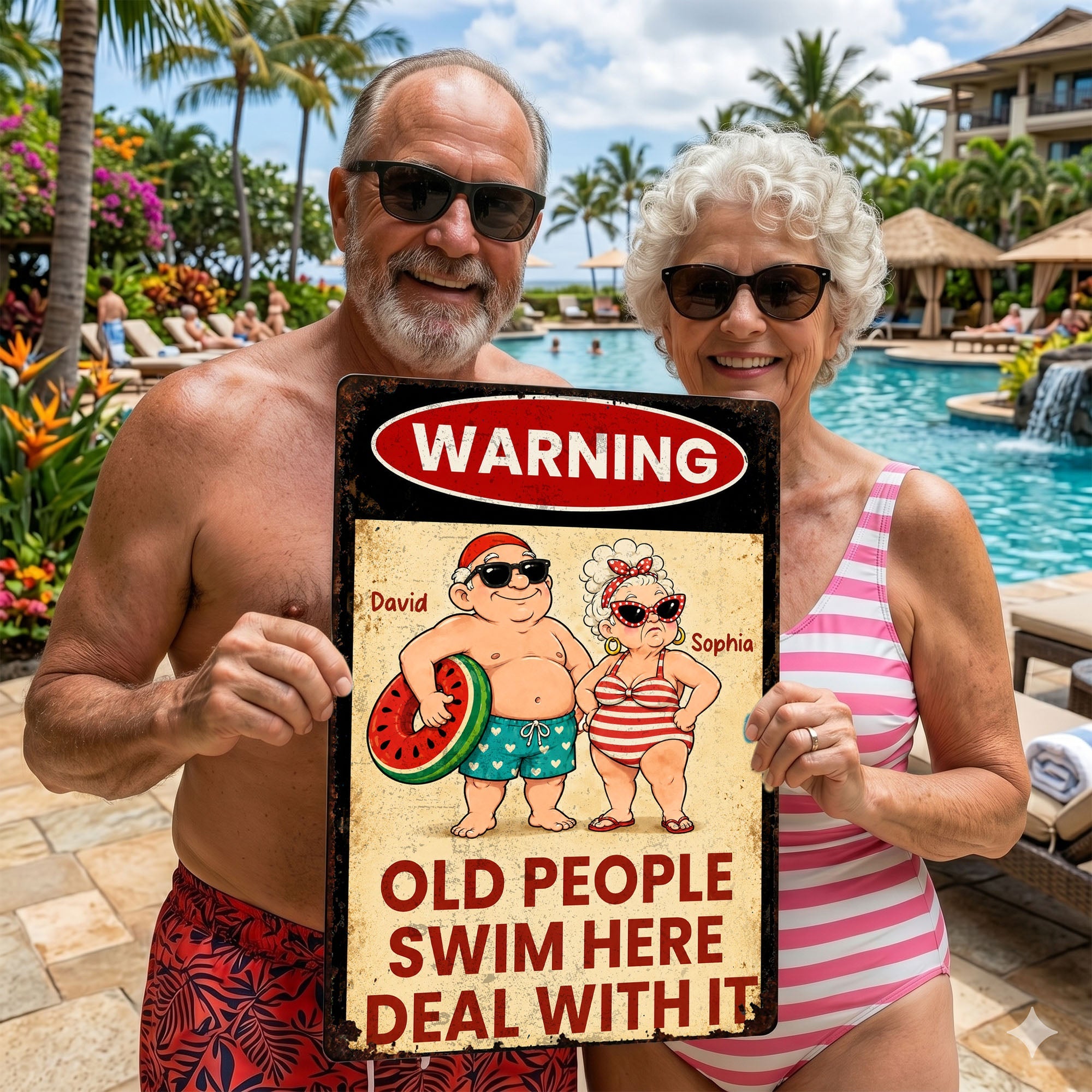 Personalized Funny Metal Sign Warning for Senior Couple Gift Metal Sign GradoCreations