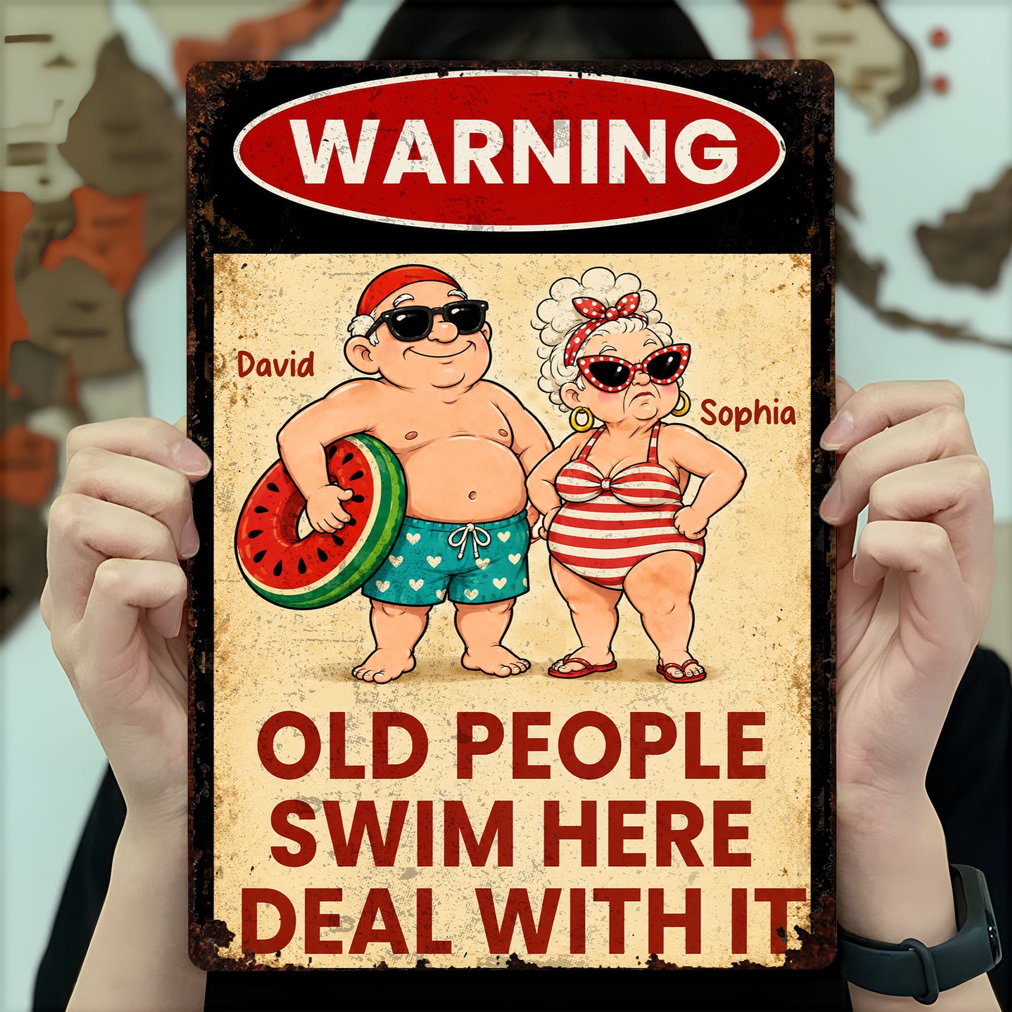 Personalized Funny Metal Sign Warning for Senior Couple Gift Metal Sign GradoCreations