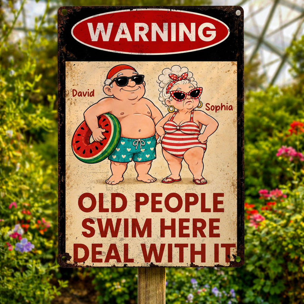 Personalized Funny Metal Sign Warning for Senior Couple Gift Metal Sign GradoCreations