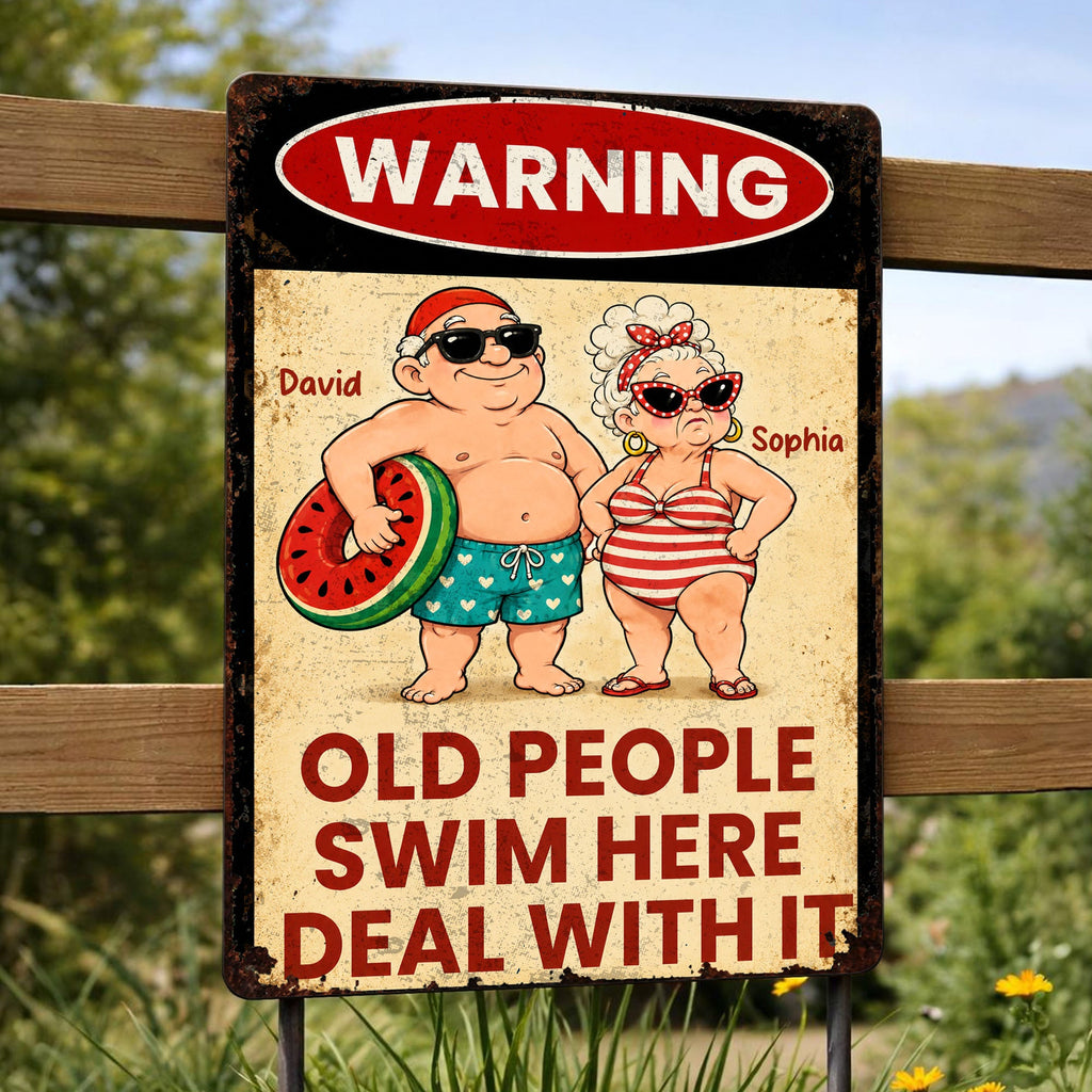 Personalized Funny Metal Sign Warning for Senior Couple Gift Metal Sign GradoCreations