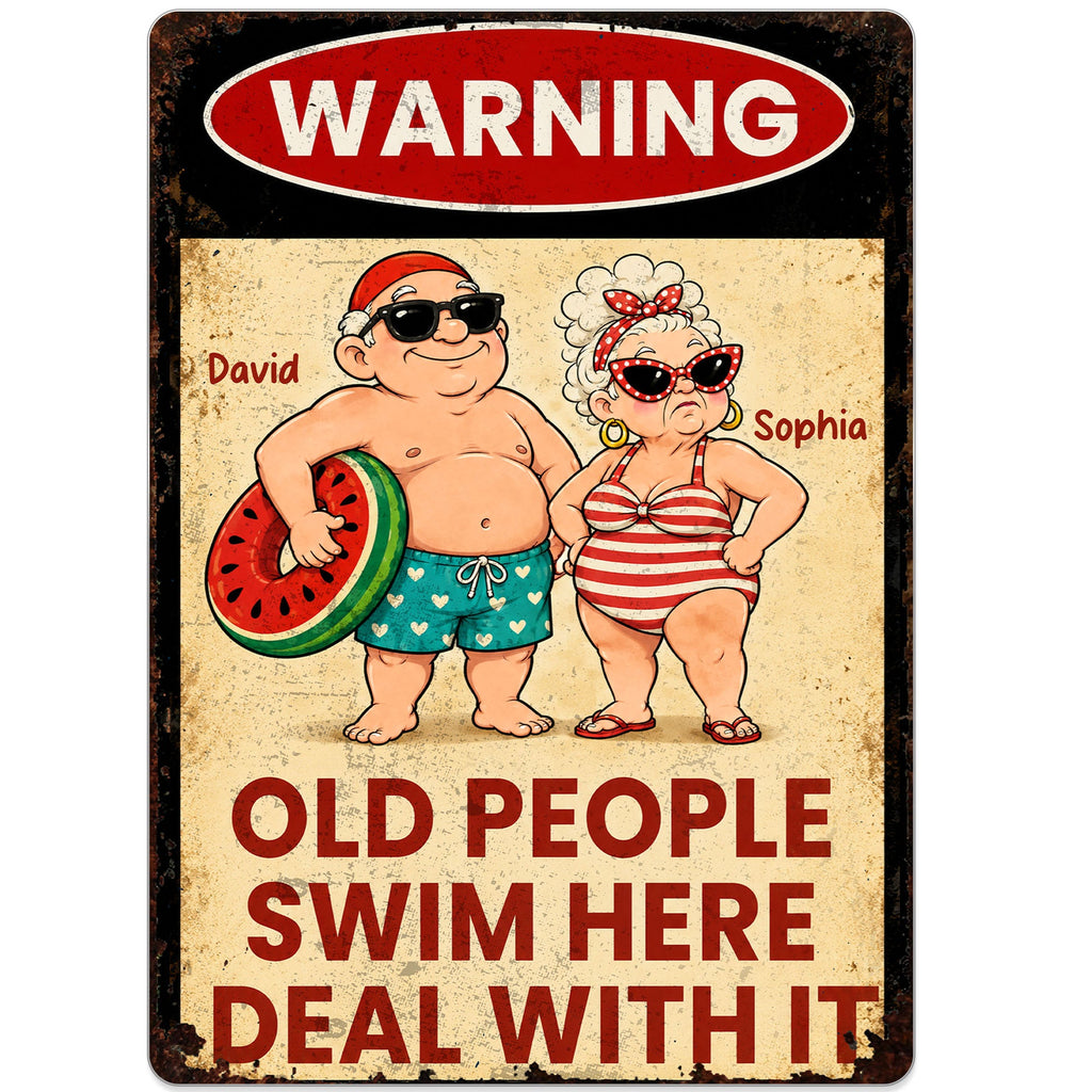 Personalized Funny Metal Sign Warning for Senior Couple Gift Metal Sign GradoCreations