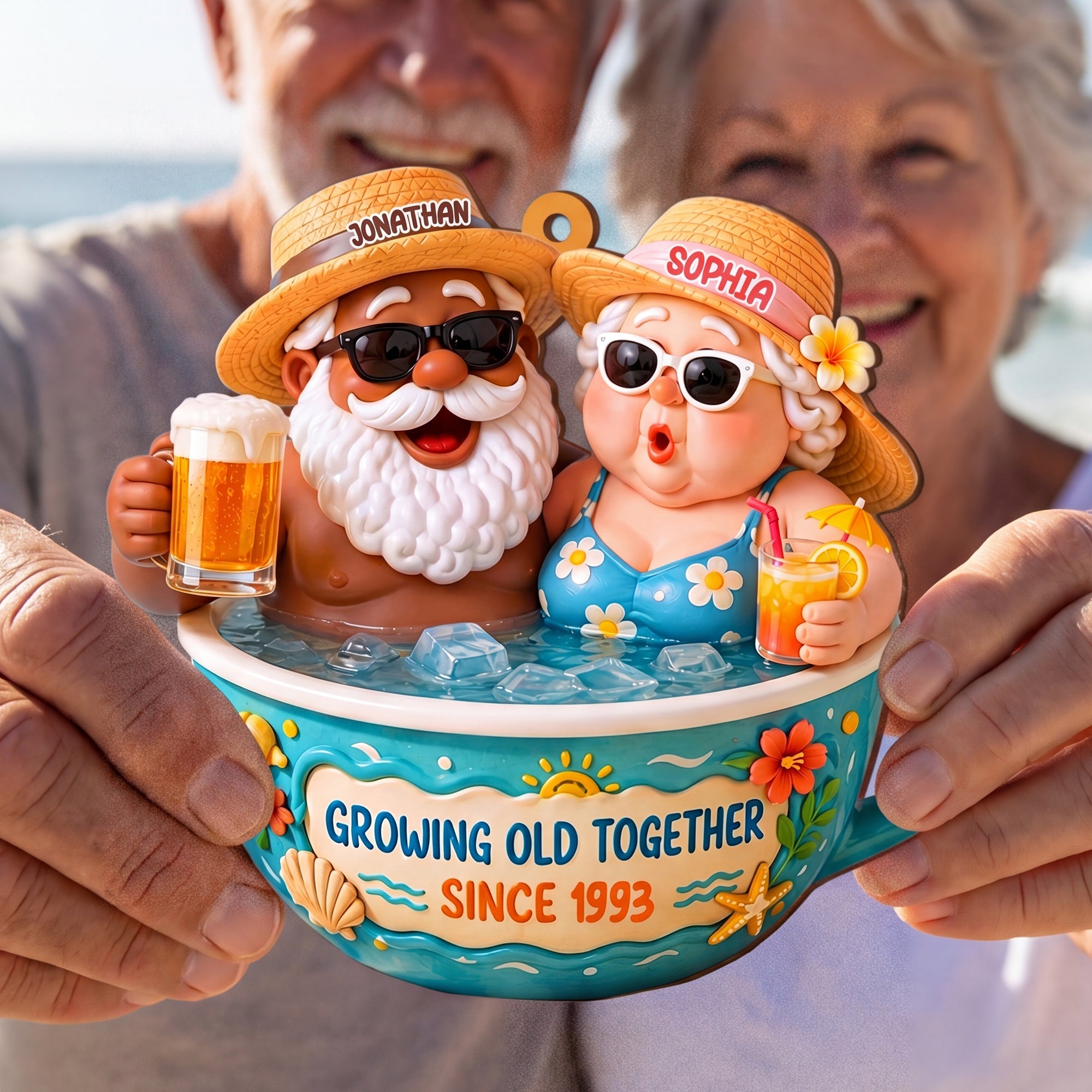 Personalized Wood Ornament Beach Couple Gift for Anniversary