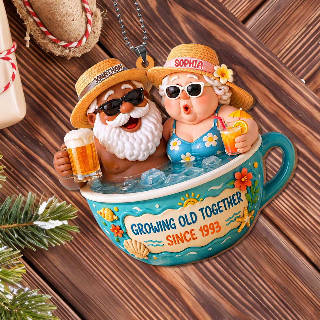 Personalized Wood Ornament Beach Couple Gift for Anniversary