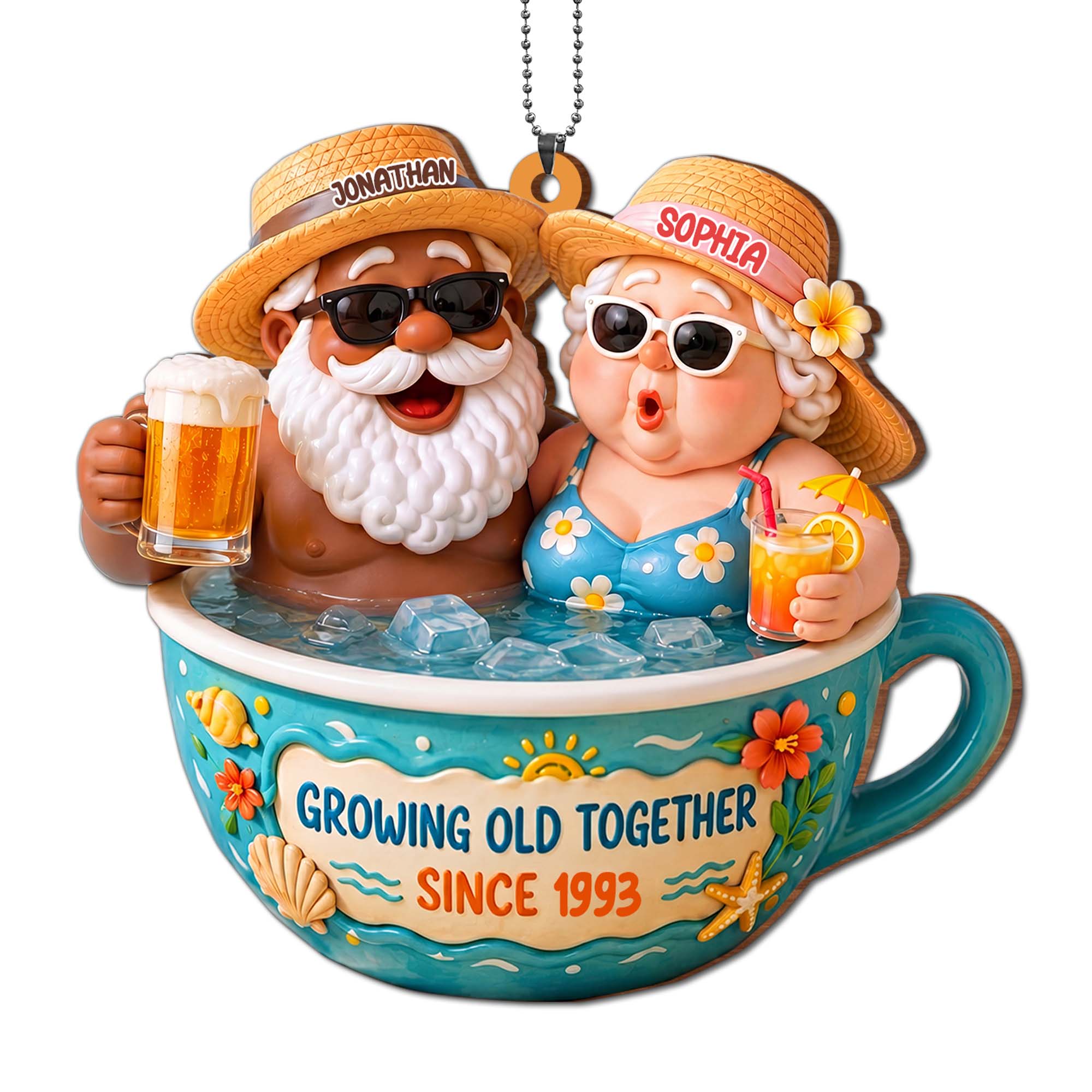 Personalized Wood Ornament Beach Couple Gift for Anniversary