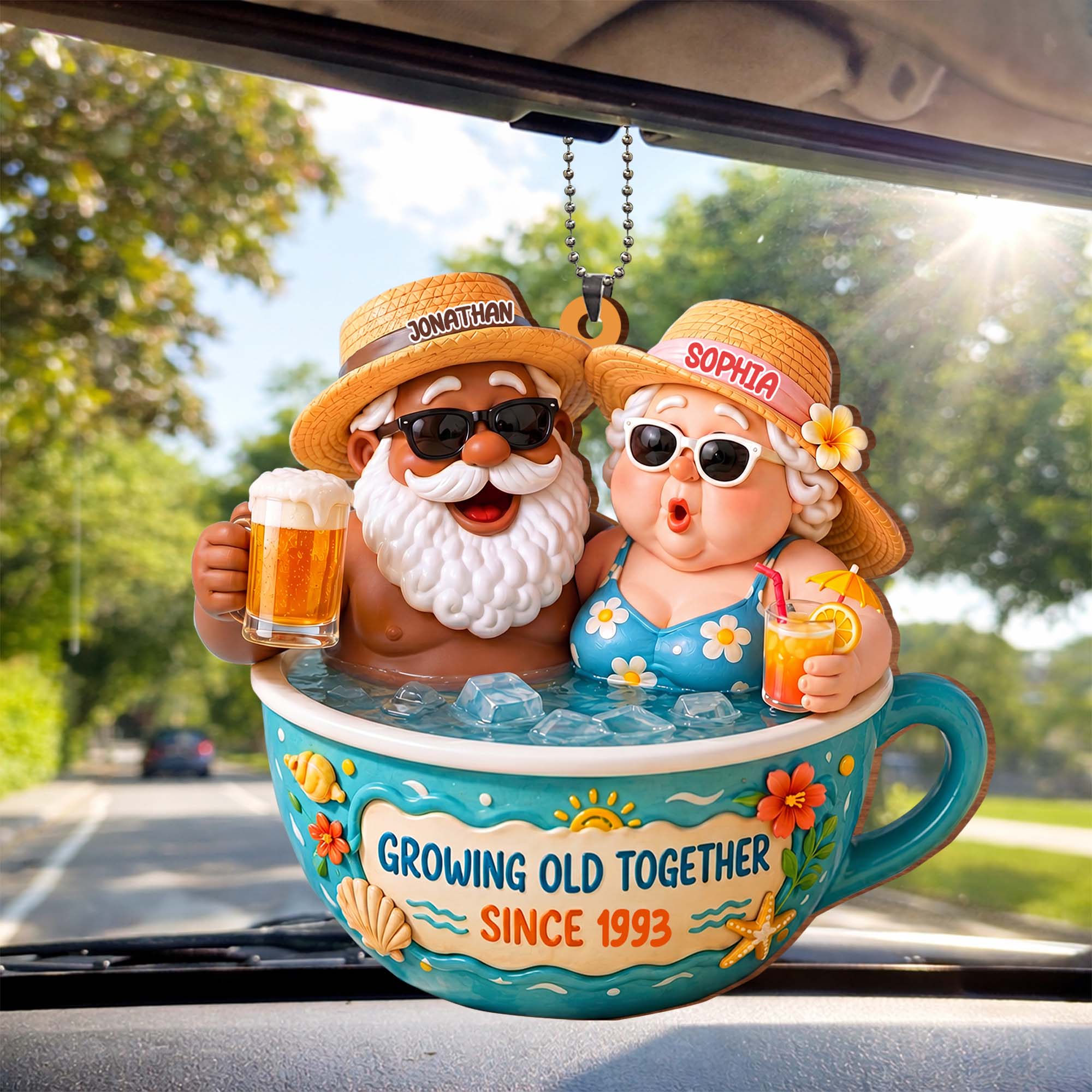 Personalized Wood Ornament Beach Couple Gift for Anniversary