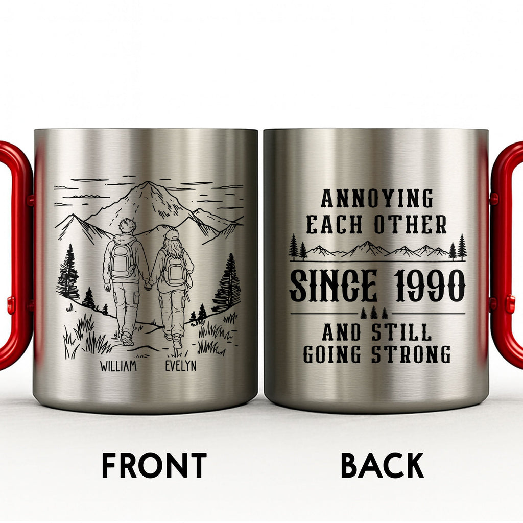 Personalized Carabiner Mug Custom Name Hiking Gift for Couples