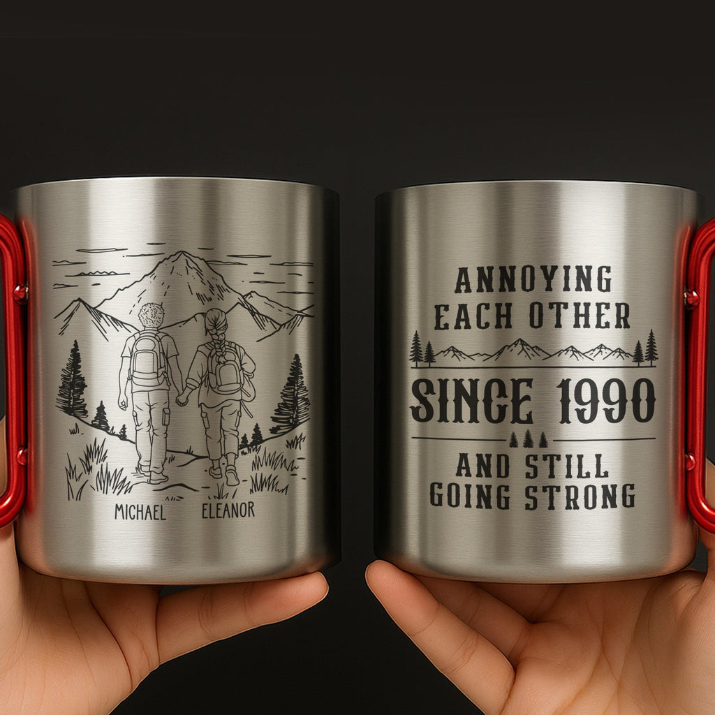 Personalized Carabiner Mug Custom Name Hiking Gift for Couples