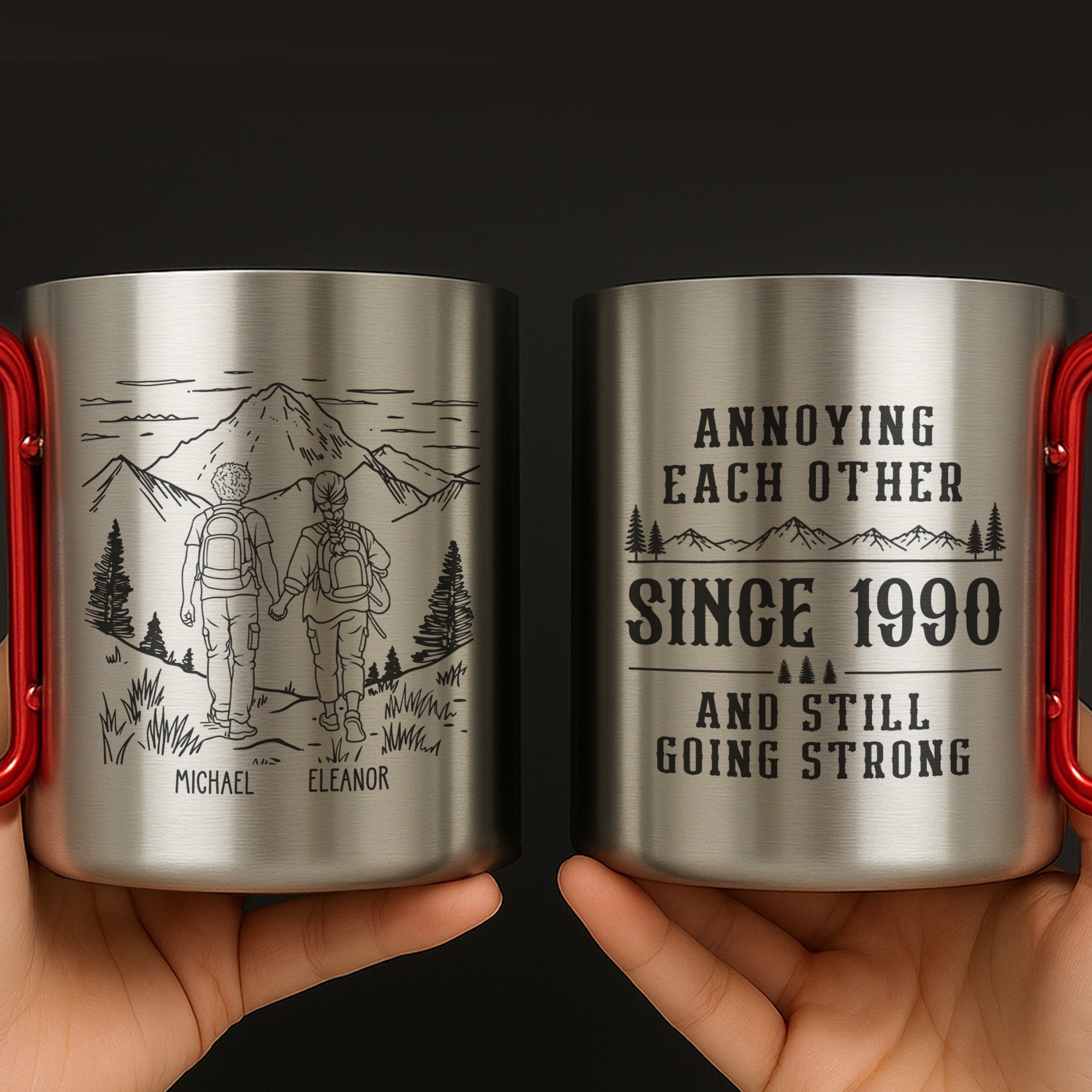 Personalized Carabiner Mug Custom Name Hiking Gift for Couples