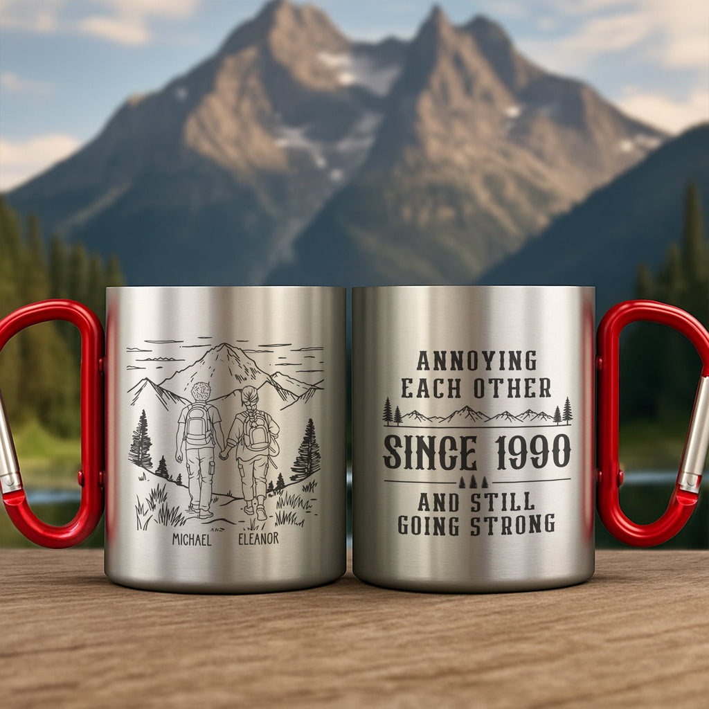 Personalized Carabiner Mug Custom Name Hiking Gift for Couples