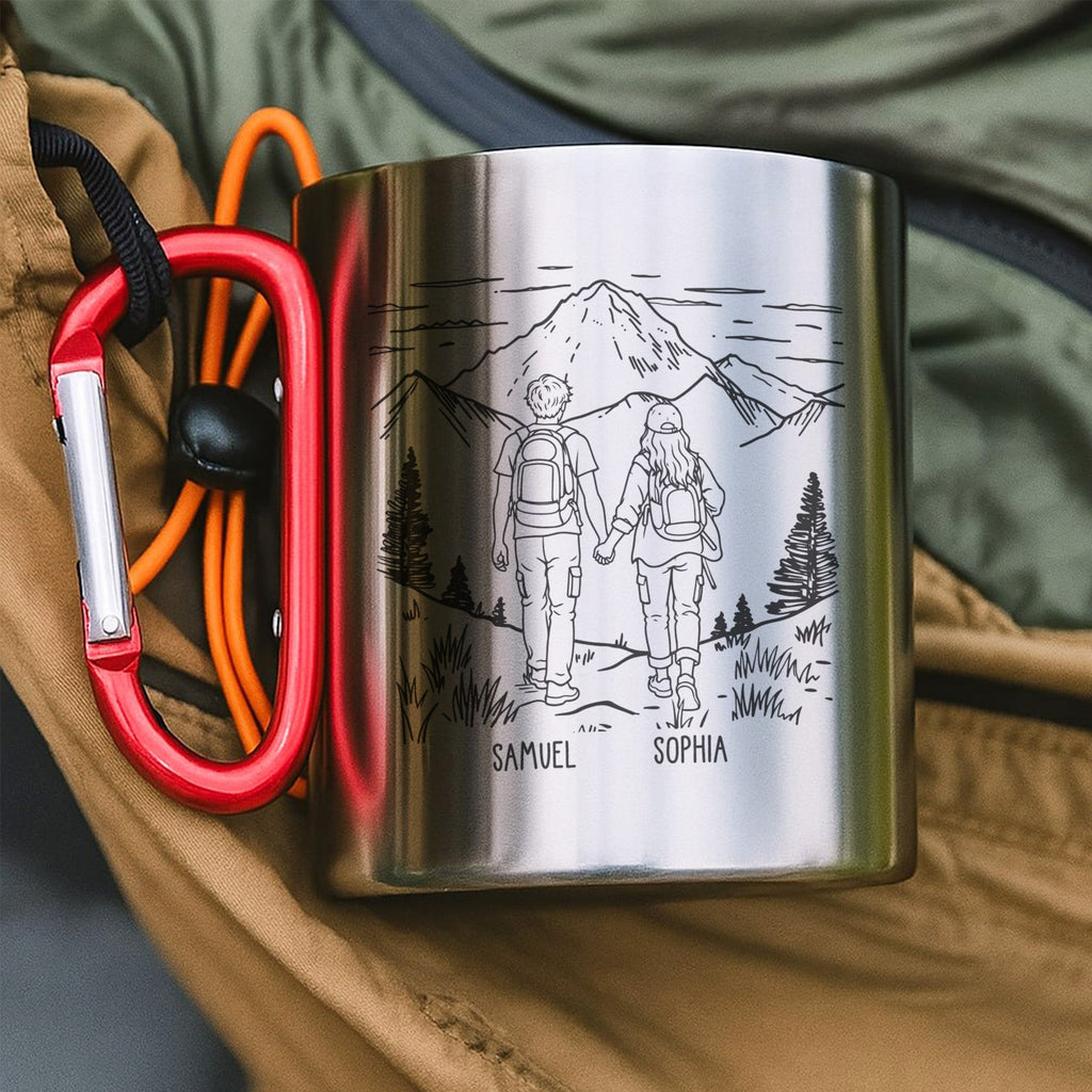 Personalized Carabiner Mug Custom Name Hiking Gift for Couples