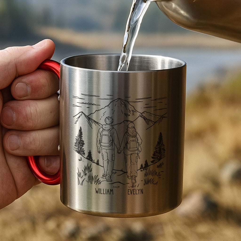Personalized Carabiner Mug Custom Name Hiking Gift for Couples