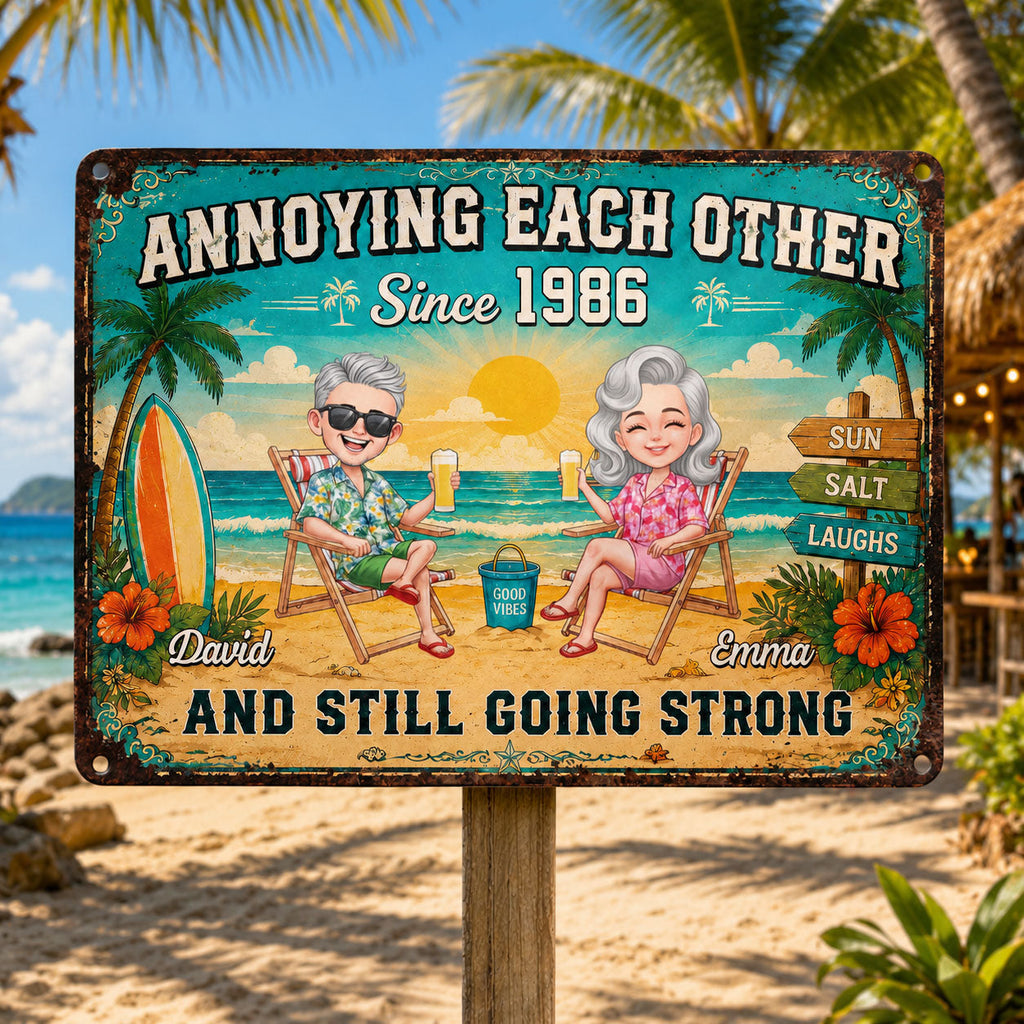 Personalized Metal Sign for Couples Custom Names Beach Decor Metal Sign GradoCreations