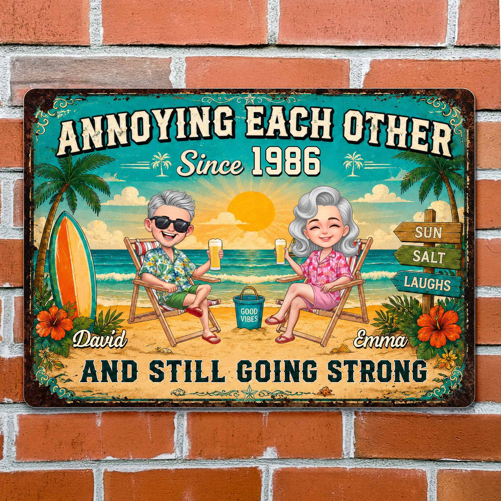 Personalized Metal Sign for Couples Custom Names Beach Decor Metal Sign GradoCreations