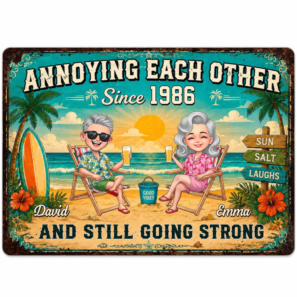 Personalized Metal Sign for Couples Custom Names Beach Decor Metal Sign GradoCreations
