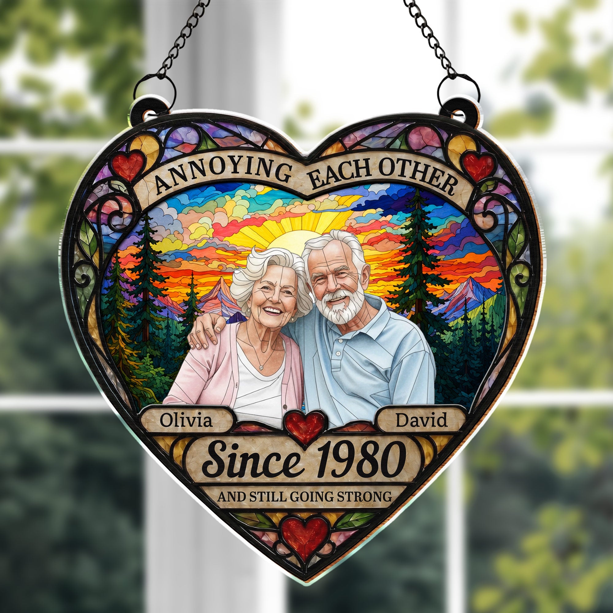 Personalized Heart Sunset Suncatcher Custom Couple Gift Suncatcher GradoCreations