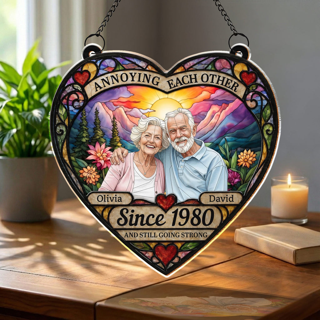Personalized Heart Sunset Suncatcher Custom Couple Gift Suncatcher GradoCreations