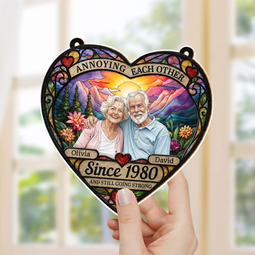 Personalized Heart Sunset Suncatcher Custom Couple Gift Suncatcher GradoCreations