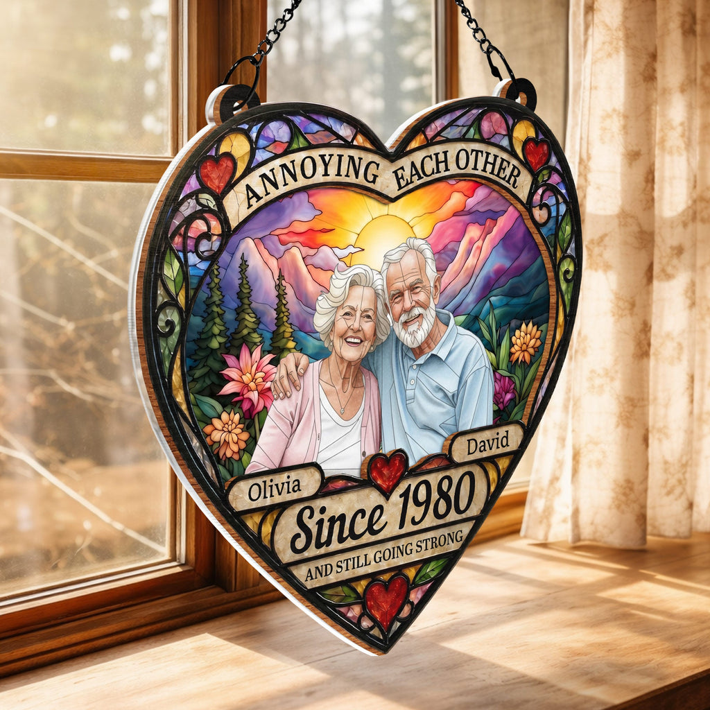 Personalized Heart Sunset Suncatcher Custom Couple Gift Suncatcher GradoCreations