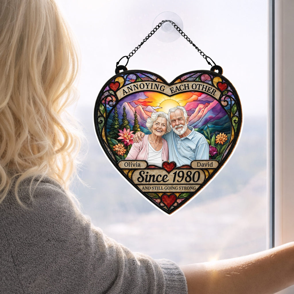 Personalized Heart Sunset Suncatcher Custom Couple Gift Suncatcher GradoCreations