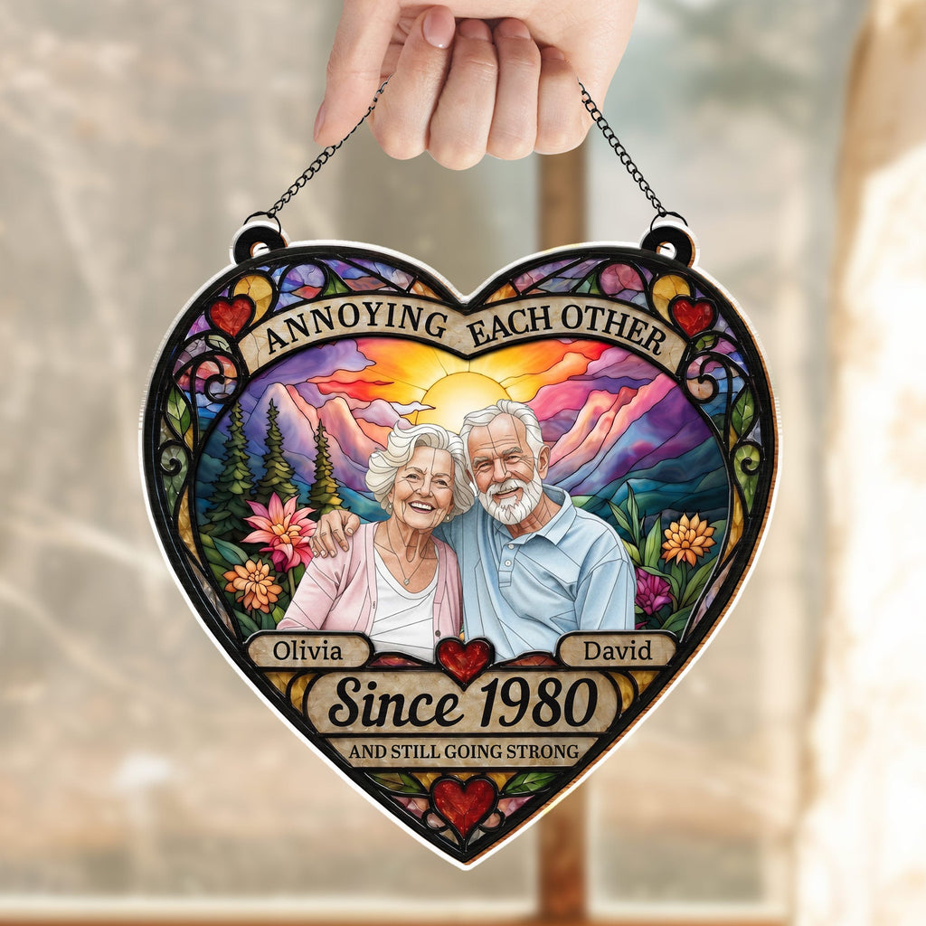 Personalized Heart Sunset Suncatcher Custom Couple Gift Suncatcher GradoCreations