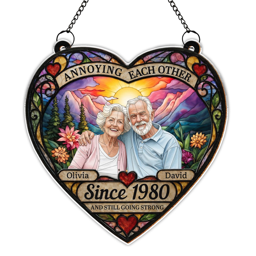 Personalized Heart Sunset Suncatcher Custom Couple Gift Suncatcher GradoCreations