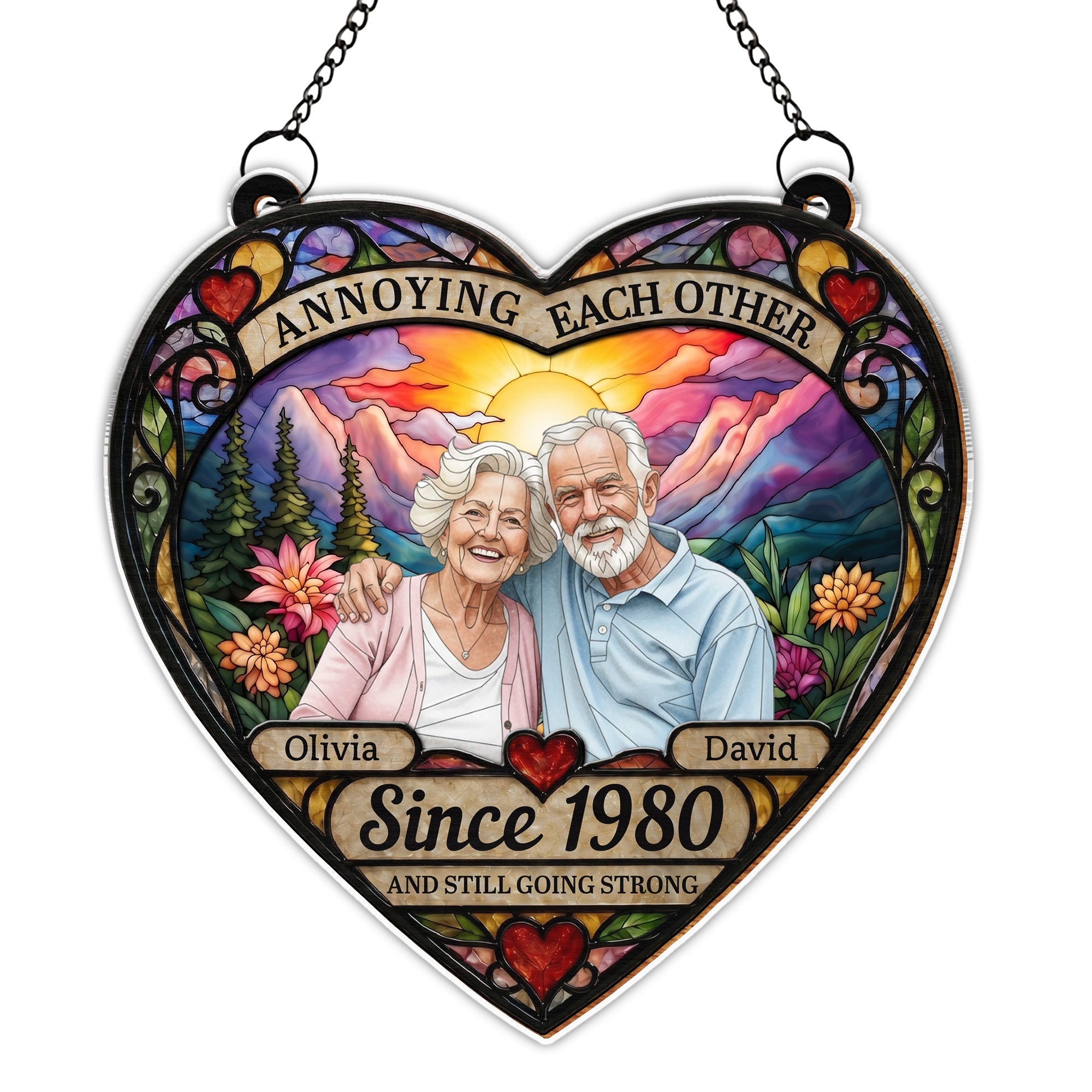 Personalized Heart Sunset Suncatcher Custom Couple Gift Suncatcher GradoCreations