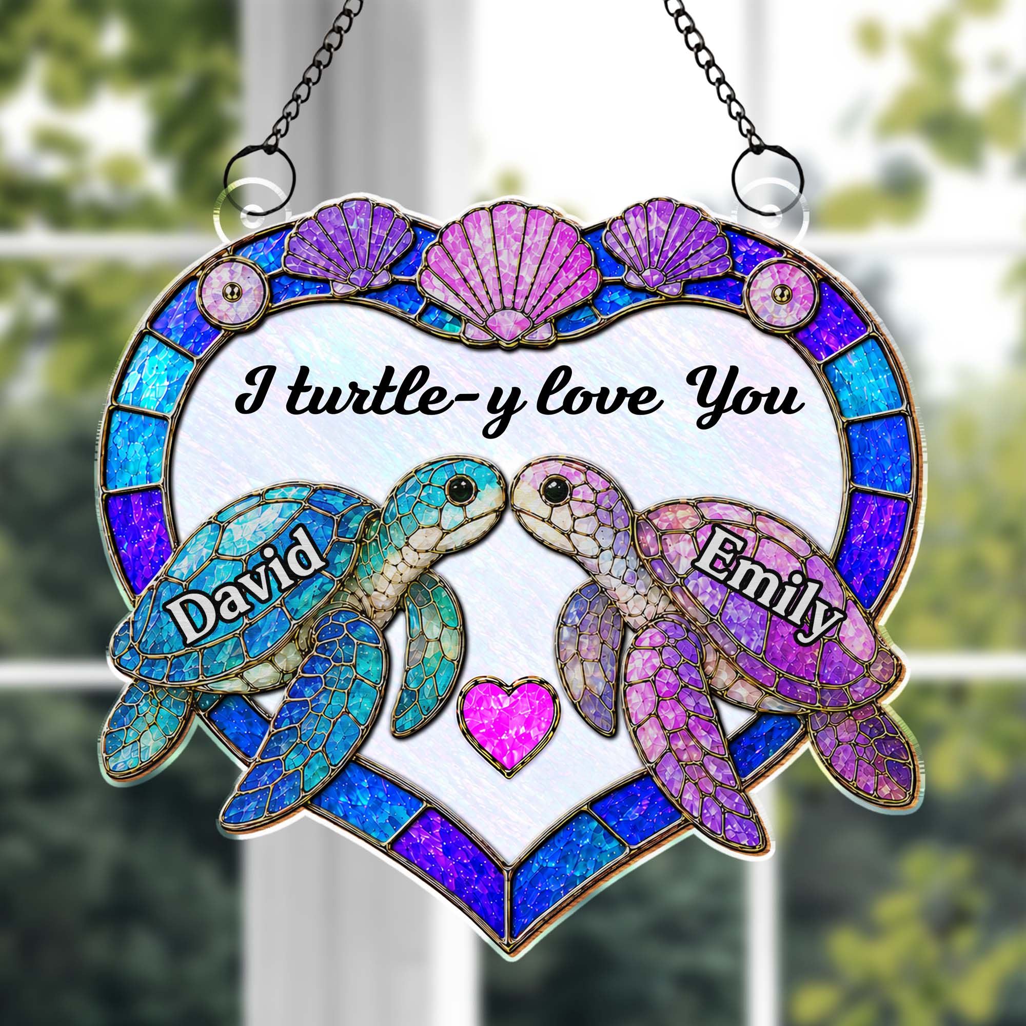 Personalized Sea Turtle Suncatcher Custom Gift for Couples Suncatcher GradoCreations